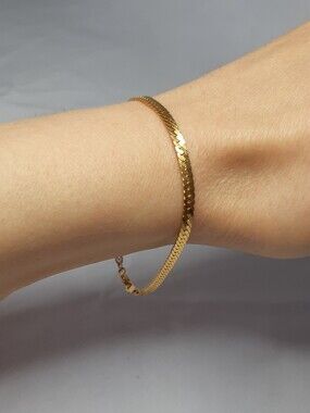 Gold Herringbone Chain Bracelet